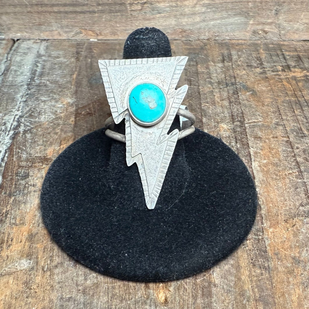 Lightning Bolt w/Turquoise Stone Sterling Silver Ring - Country Lace Boutique
