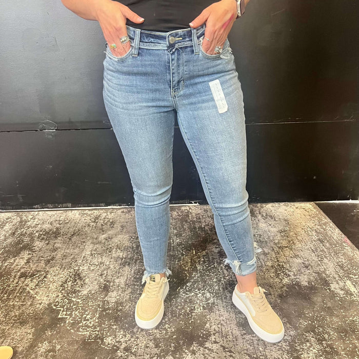 Lightwash Distressed Bottom Judy Blue Skinny Jeans - Country Lace Boutique