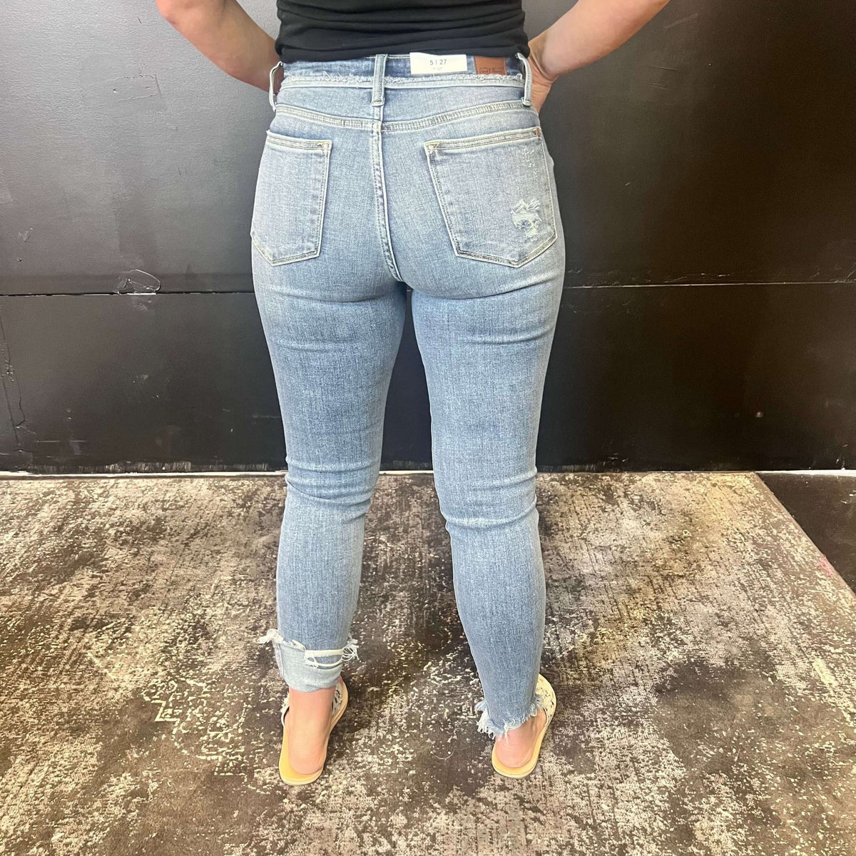 Lightwash Distressed Bottom Judy Blue Skinny Jeans - Country Lace Boutique