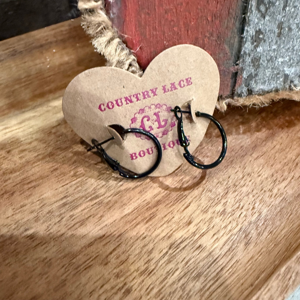 Little Black Skinny Hoop Fashion Hoop Earrings - Country Lace Boutique