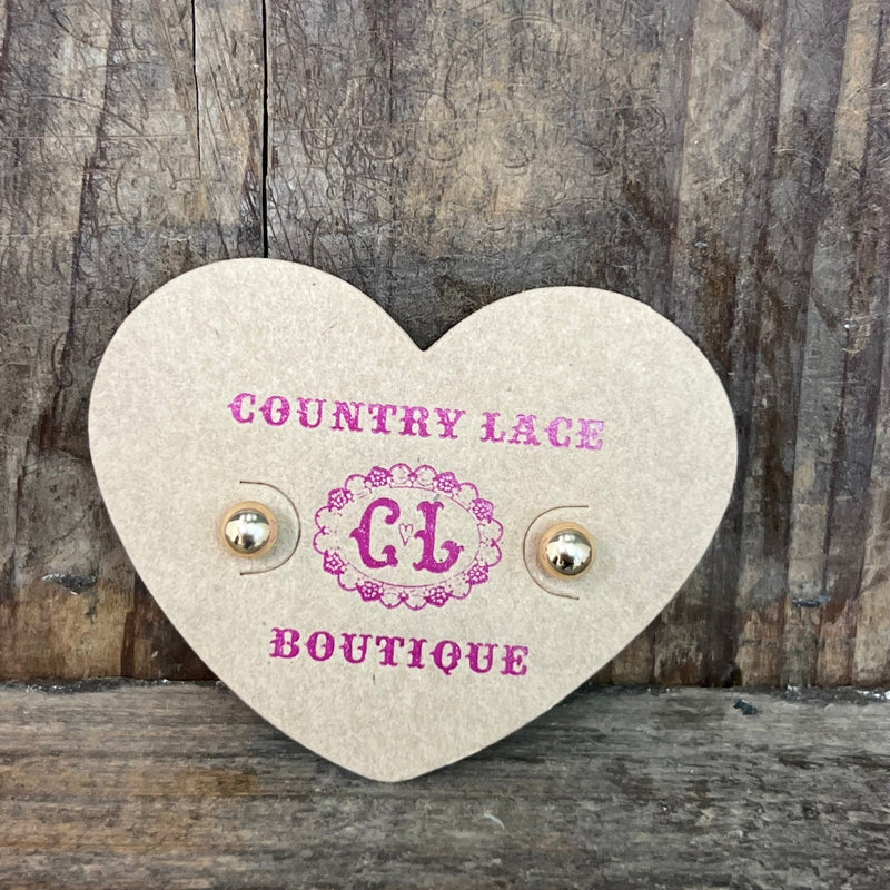 Little Shiny Gold Post Stud Fashion Earrings - Country Lace Boutique