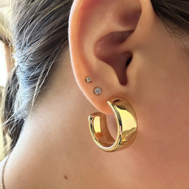 Little Square Bubble Gold Hoop Fashion Earrings - Country Lace Boutique