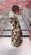 Long Tan and Brown Fur Duster/Jacket. - Country Lace Boutique