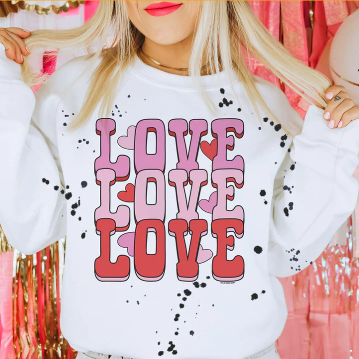 LOVE LOVE LOVE Paint Splatter Sweatshirt