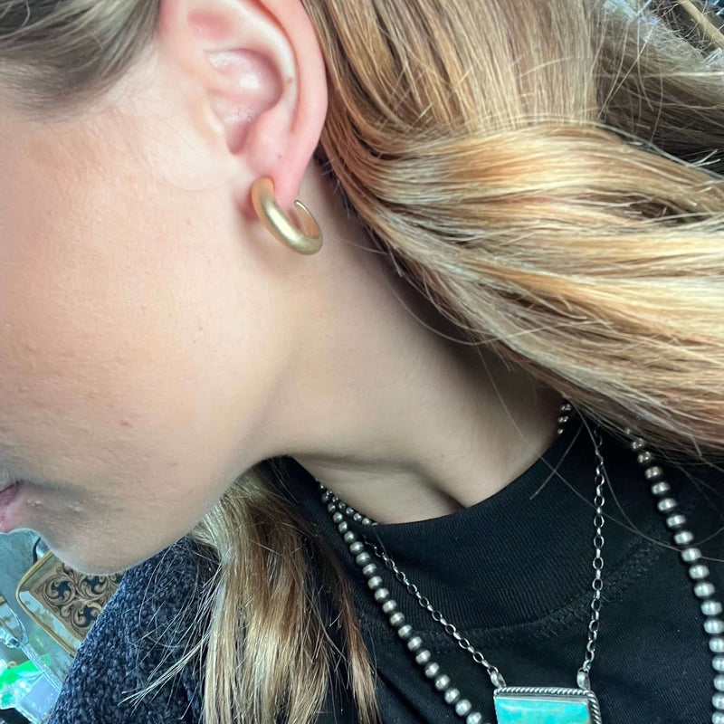 Matte Gold Hoops Fashion Earring - Country Lace Boutique