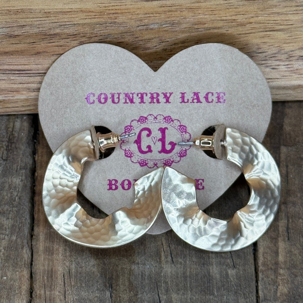 Matte Gold Wavy Hoop Fashion Earring - Country Lace Boutique