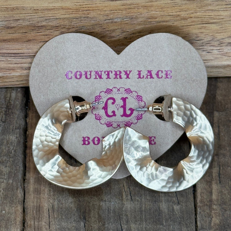 Matte Gold Wavy Hoop Fashion Earring - Country Lace Boutique