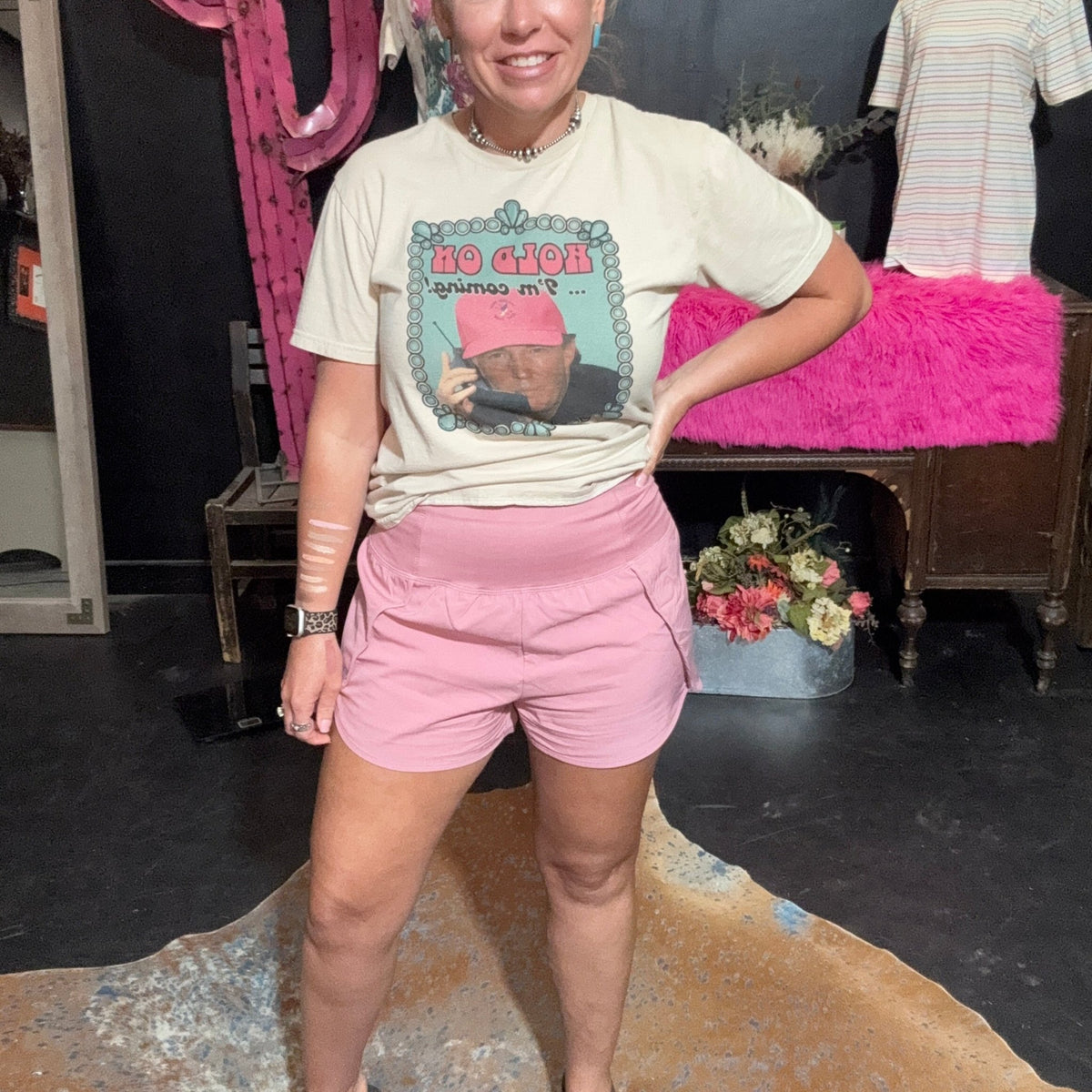 Mauve Pink High Waisted Athletic Shorts with Zip Waist Pocket - Country Lace Boutique