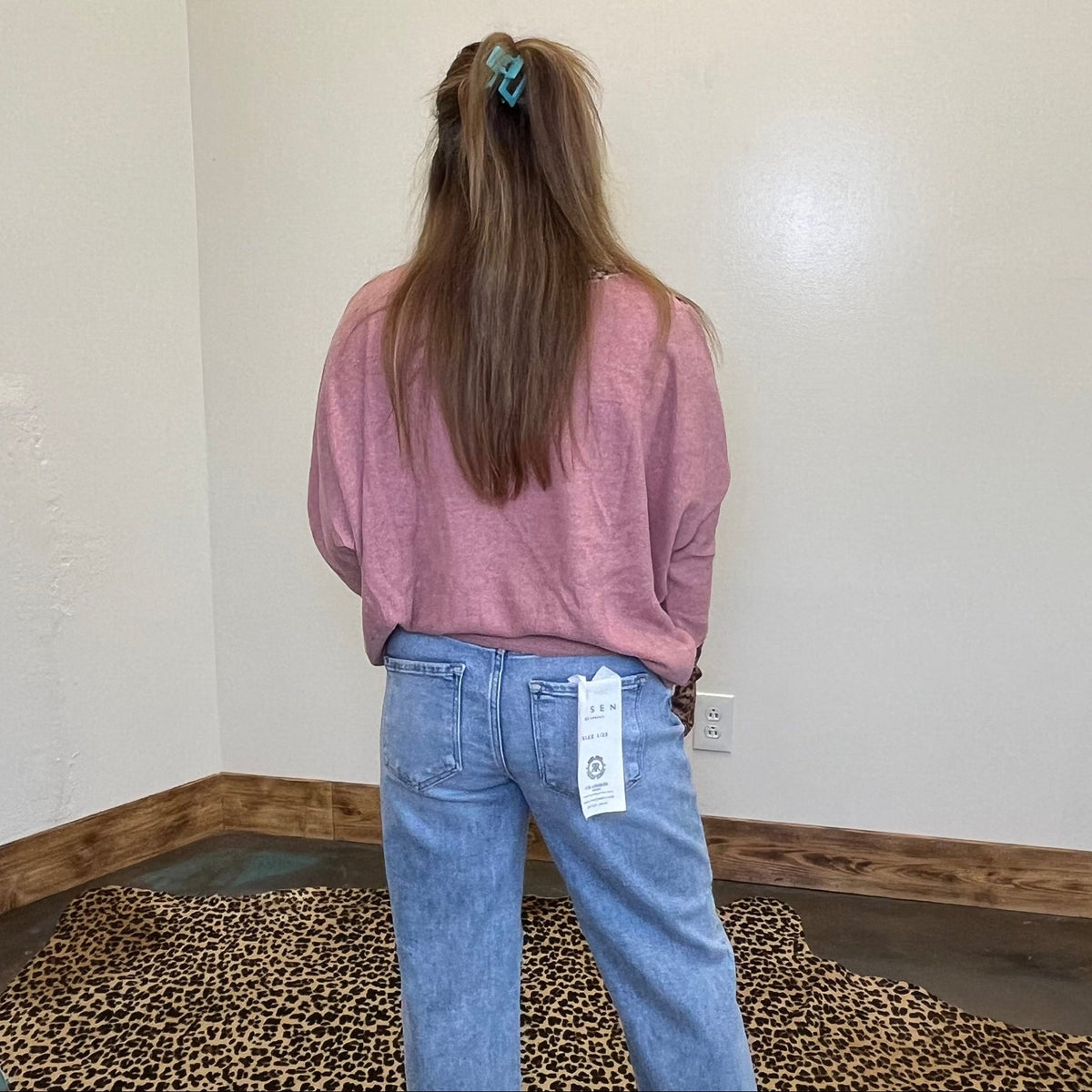 Mauve Tan & Leopard Dolman Long Sleeve Top - Country Lace Boutique