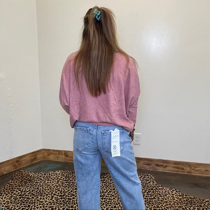 Mauve Tan & Leopard Dolman Long Sleeve Top - Country Lace Boutique