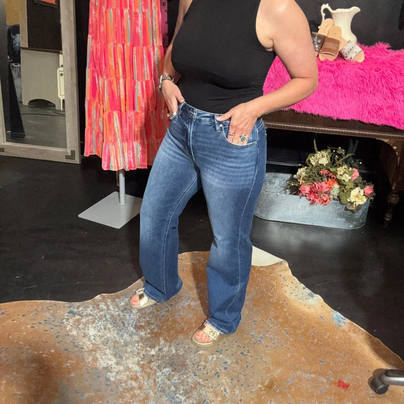 Medium Wash High - Rise Straight Risen Jeans - Country Lace Boutique