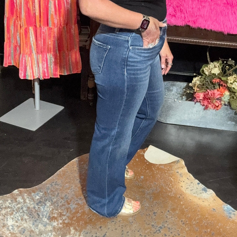 Medium Wash High - Rise Straight Risen Jeans - Country Lace Boutique