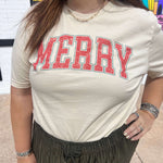 2XL MERRY Christmas Cream T-shirt