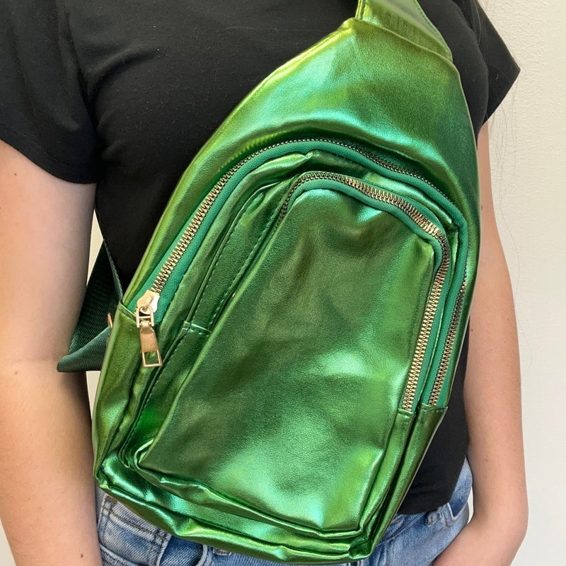Metallic Green Cross Body Sling Purse - Country Lace Boutique