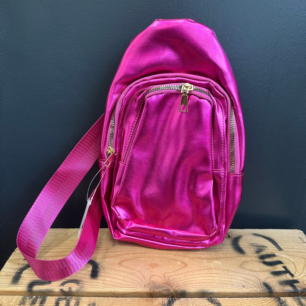 Metallic Hot Pink Cross Body Sling Purse - Country Lace Boutique