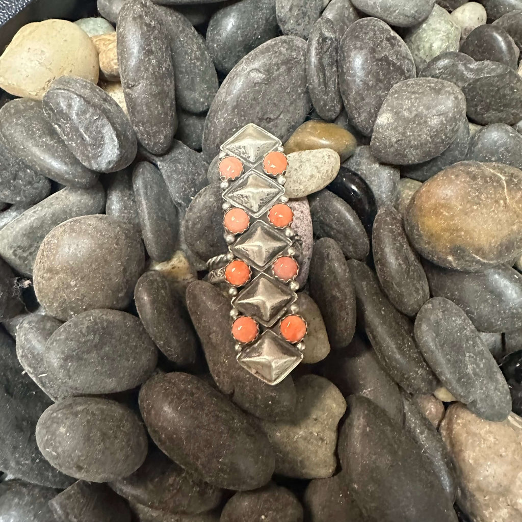 Milky Colored Spiny Oyster With Amazing Detail Adjustable Sterling Silver Ring - Country Lace Boutique
