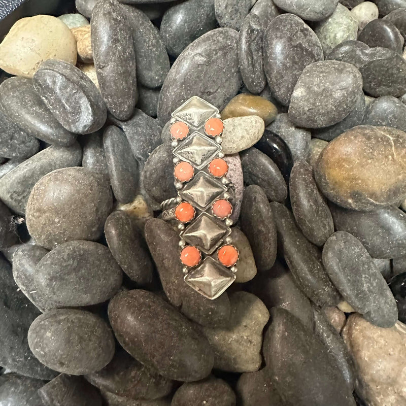 Milky Colored Spiny Oyster With Amazing Detail Adjustable Sterling Silver Ring - Country Lace Boutique