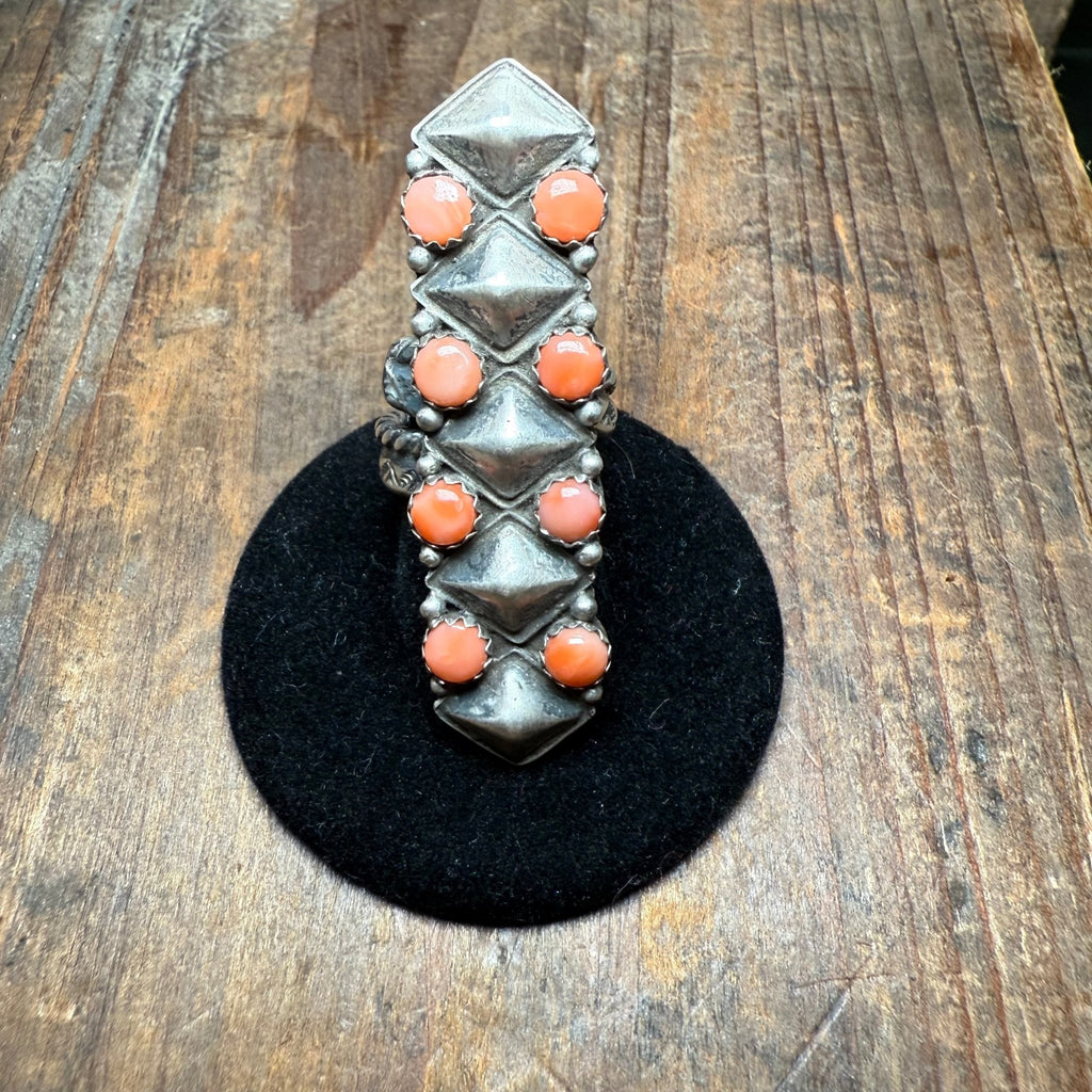 Milky Colored Spiny Oyster With Amazing Detail Adjustable Sterling Silver Ring - Country Lace Boutique