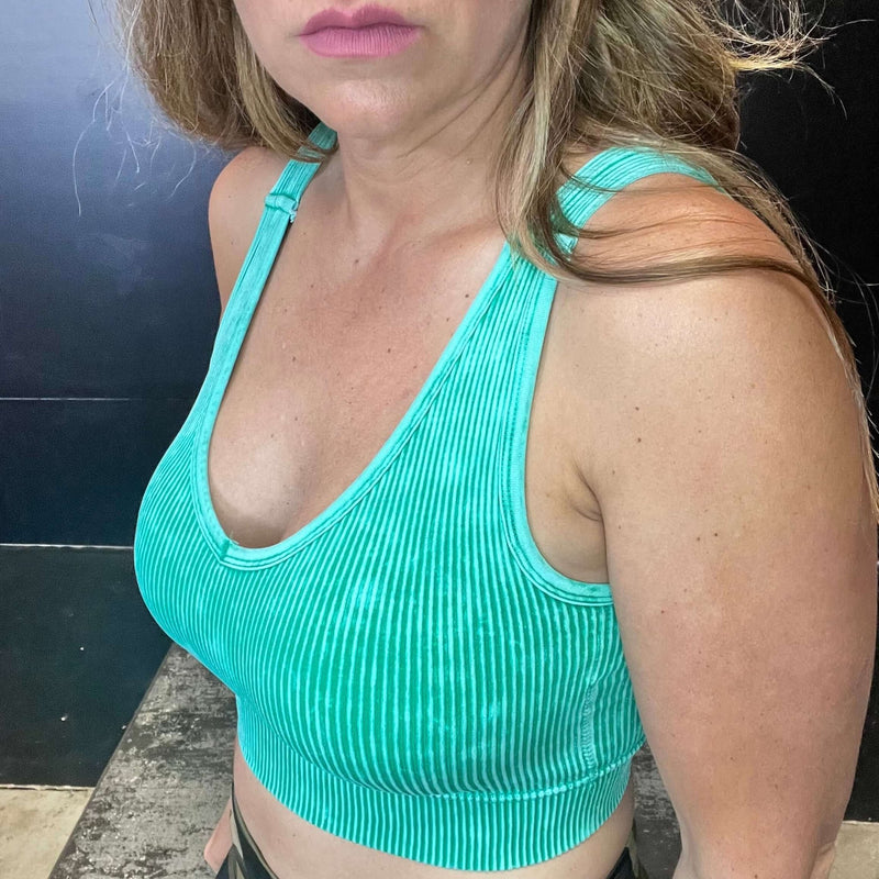 Mint Green Ribbed Bralette with pads - Country Lace Boutique