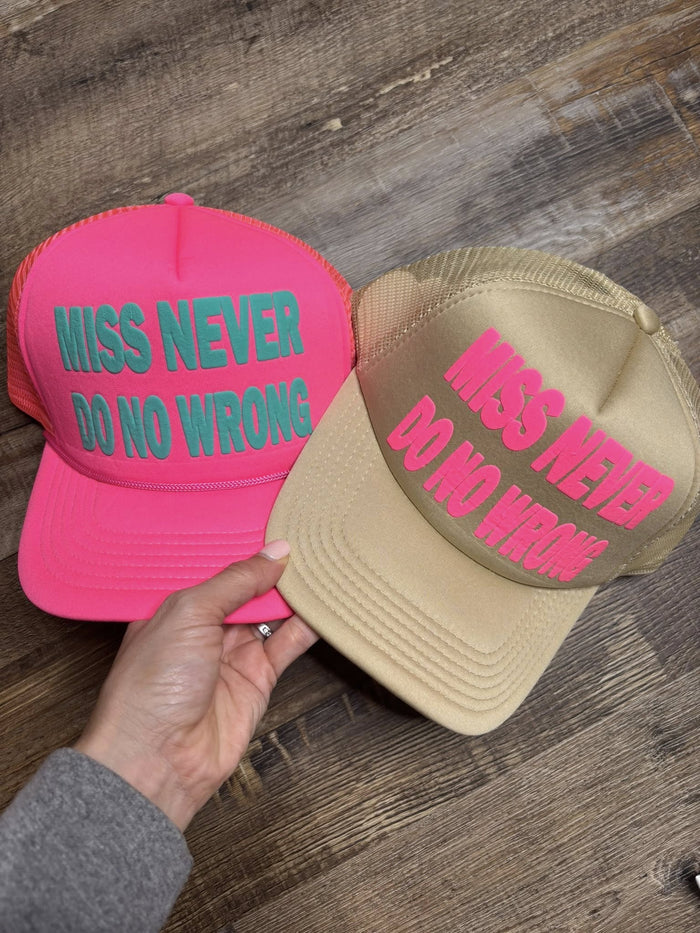 Miss Never Do No Wrong Tan & Pink Trucker Hat - Country Lace Boutique
