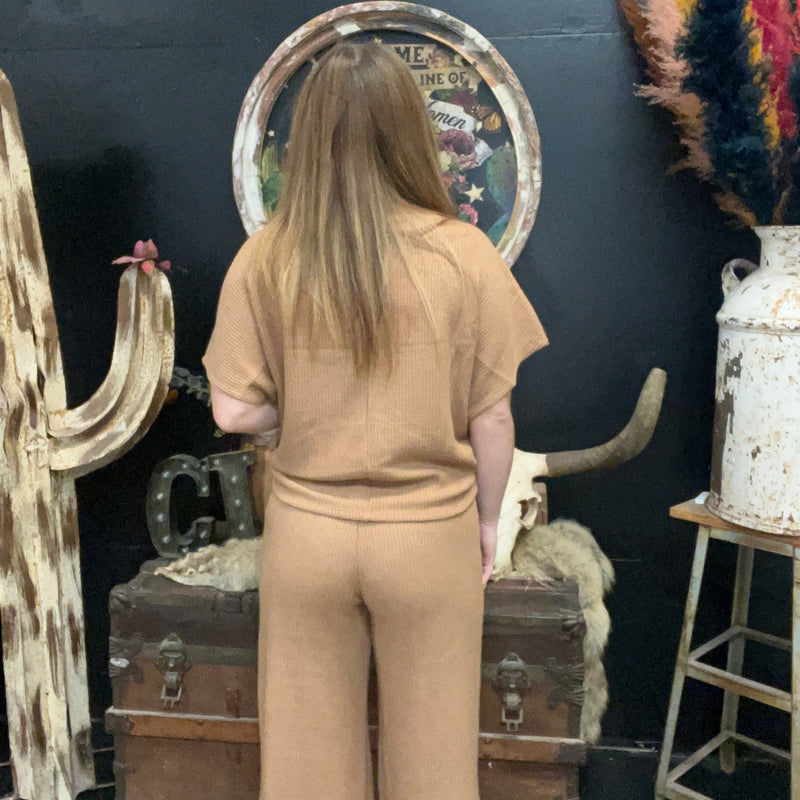 Mocha Tan Waffle Soft Pants - Country Lace Boutique