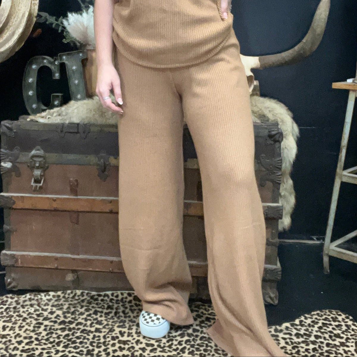 Mocha Tan Waffle Soft Pants - Country Lace Boutique