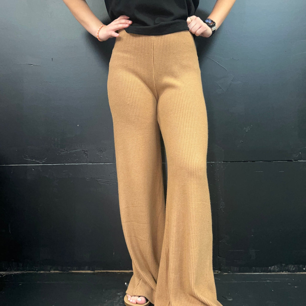 Mocha Tan Waffle Soft Pants - Country Lace Boutique