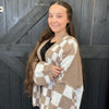 Mocha & White Checker Sweater Cardigan - Country Lace Boutique