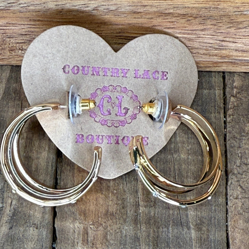 Multi Gold Hoop Fashion Earring - Country Lace Boutique