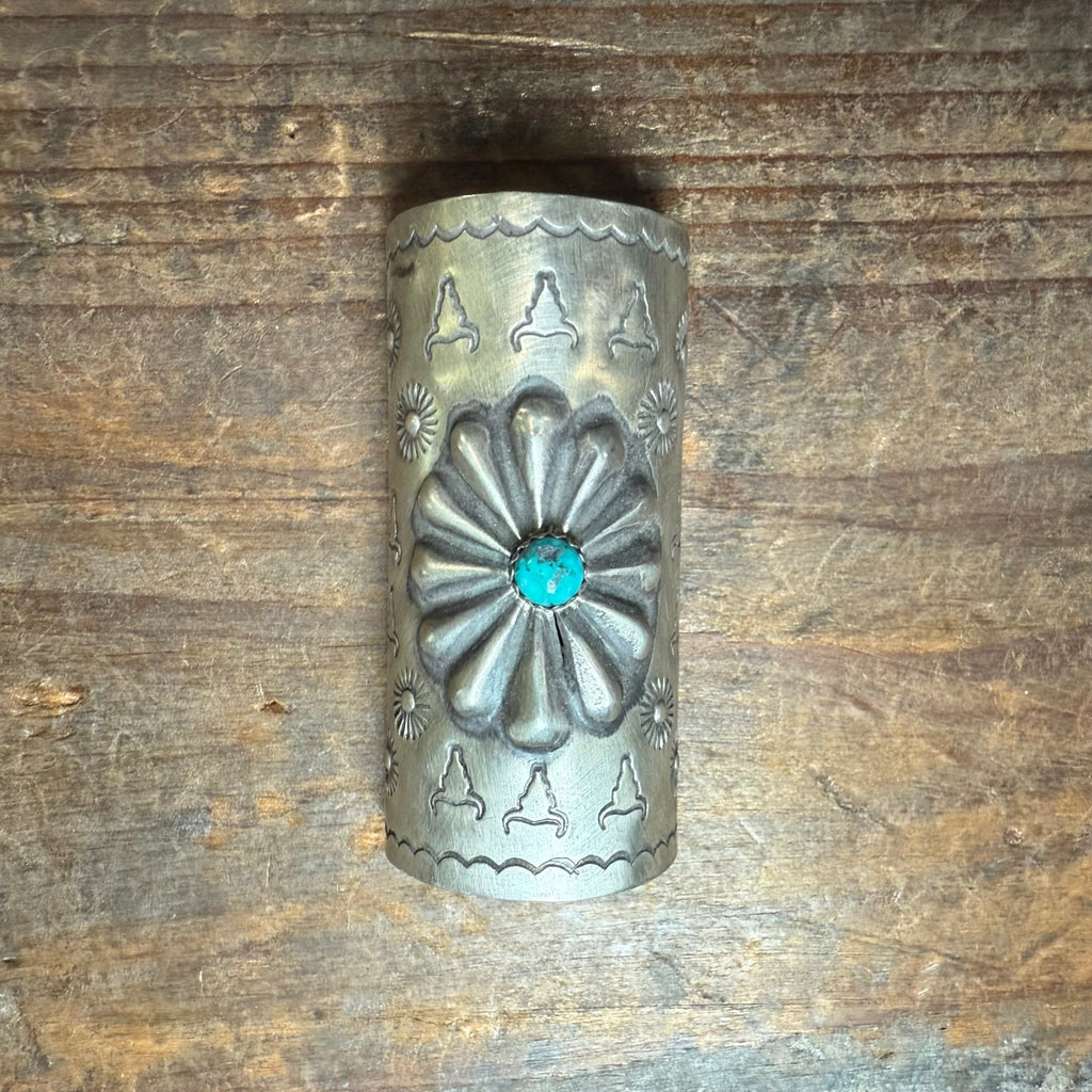 Multi Use Stamped Sterling Silver w/ Turquoise Hair/Scarf Slide - Country Lace Boutique