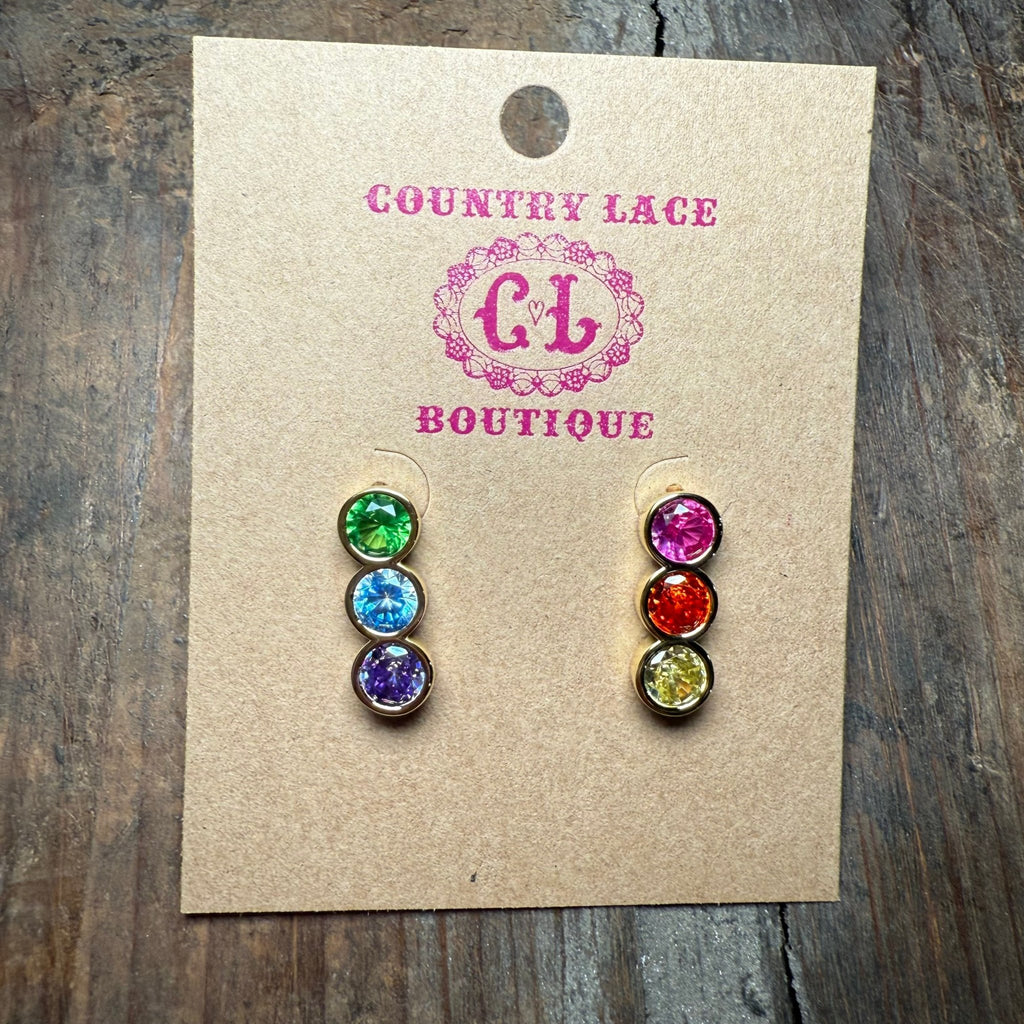 Multicolor Crystal Claire Large Fashion Earring - Country Lace Boutique