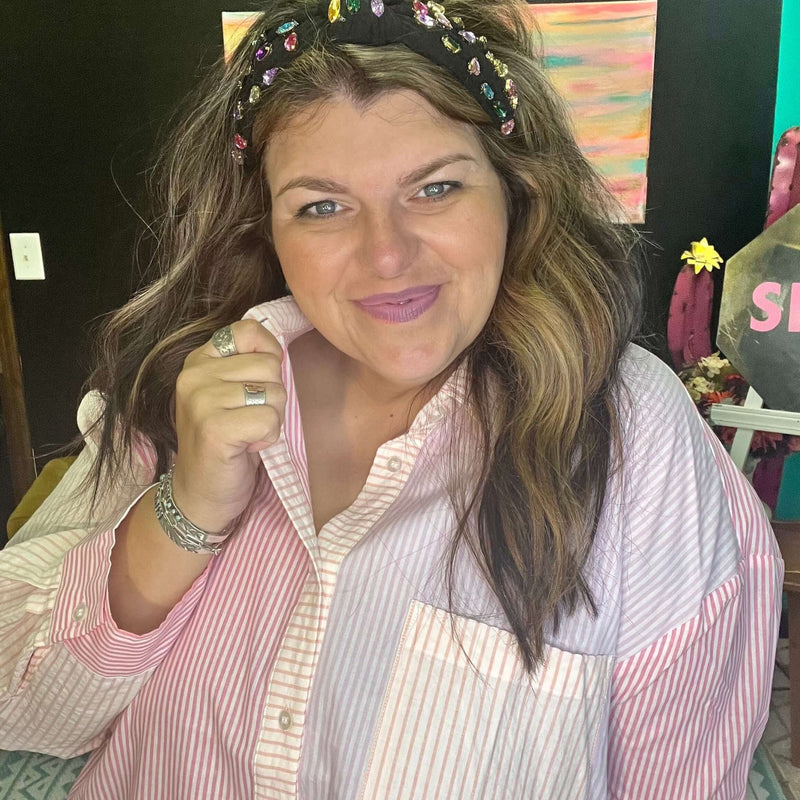 Multicolor Striped Button Down Top / 3XL - Country Lace Boutique