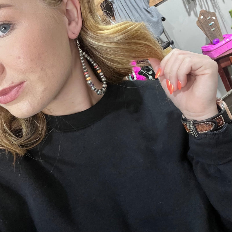 Multistone Spiny Navajo Pearl Tear Drop Sterling Silver Earring - Country Lace Boutique