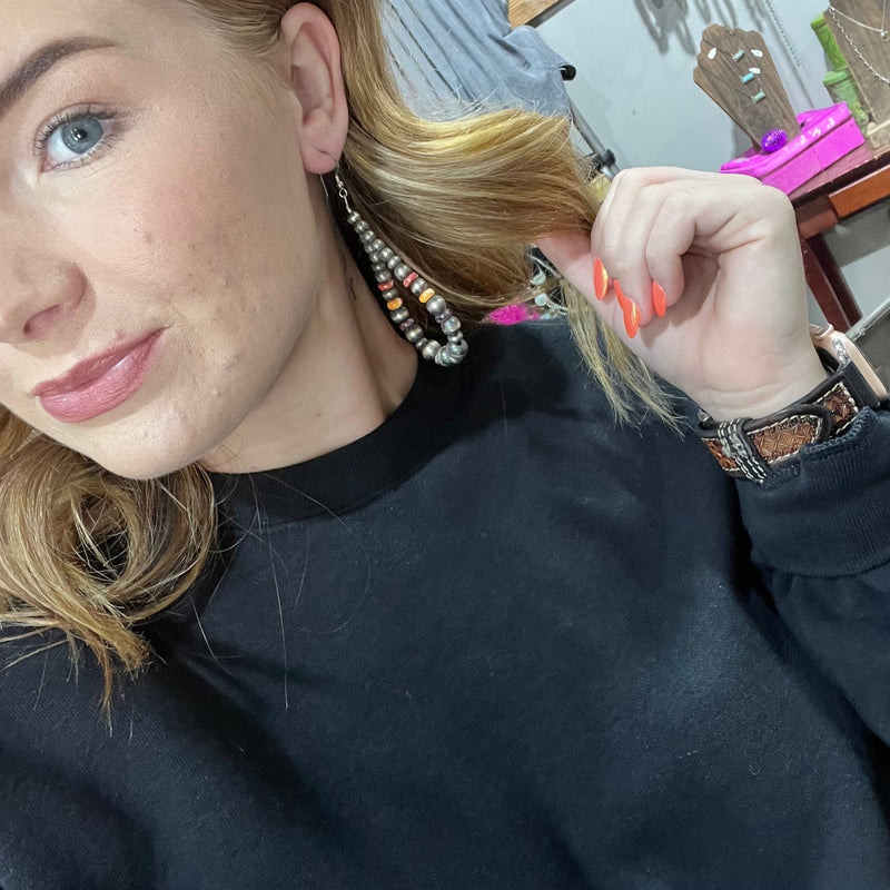 Multistone Spiny Navajo Pearl Tear Drop Sterling Silver Earring - Country Lace Boutique