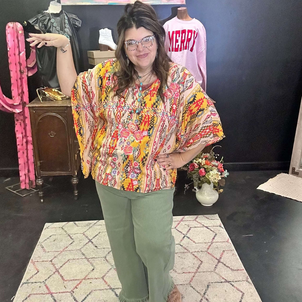 Mustard Printed Savannah Jane Top - Country Lace Boutique