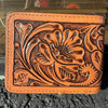 Natural Tooled Bi - fold Leather Wallet - Country Lace Boutique