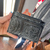 Natural Tooled Leather Card Holder with Zipper - Country Lace Boutique