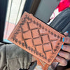 Natural Tooled Leather Card Holder with Zipper - Country Lace Boutique