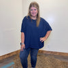 Navy Ribbed Dolman Shortsleeve Top - Country Lace Boutique