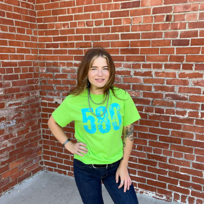 Neon Green 580 Crew Neck T-shirt / Small - Country Lace Boutique