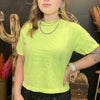 Neon Lemon Yellow Crop Top - Country Lace Boutique