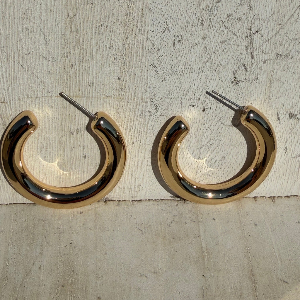 Normal Bubble Gold Hoop Post Fashion Earrings - Country Lace Boutique