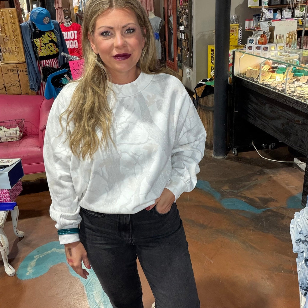 Oak Haze Camo Mock Neck Oversized Sweatshirt - Country Lace Boutique