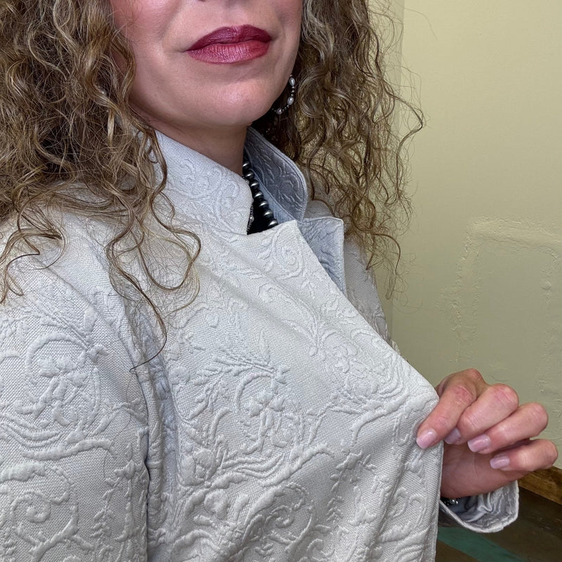 Oatmeal Cream Embossed Long Sleeve Swing Cardigan/Jacket - Country Lace Boutique