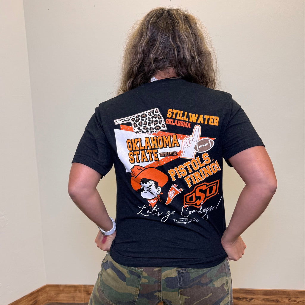 Oklahoma State University Modern Storyboard V Neck Short Sleeve T Shirt - Country Lace Boutique