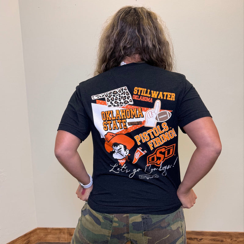 Oklahoma State University Modern Storyboard V Neck Short Sleeve T Shirt - Country Lace Boutique