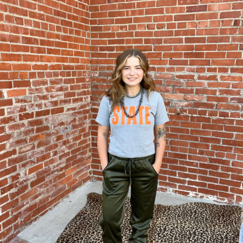 Olive Cargo Satin Joggers | X - Small - Country Lace Boutique