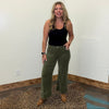 Olive Green Corduroy Risen Crop Tummy Control Jeans - Country Lace Boutique