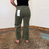 Olive Green Corduroy Risen Crop Tummy Control Jeans - Country Lace Boutique