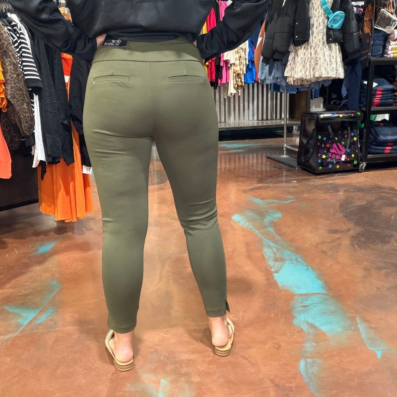 Olive Green Silky Leggings Pants - Country Lace Boutique